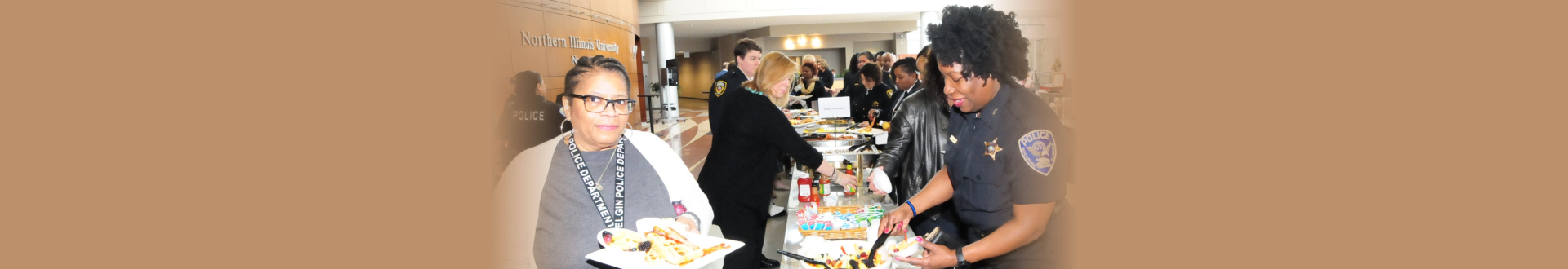 two woman getting some food